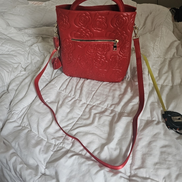 Embossed Red leather purse